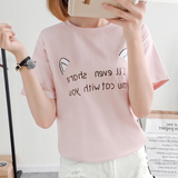 2016夏季新款短袖T恤女韩版宽松印花学生上衣百搭半袖打底体恤衫