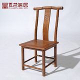 红木家具 鸡翅木雕花竹节小餐椅 仿古中式实木靠背椅子 沙发凳子