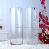 直筒水晶玻璃花瓶透明大号富贵竹圆筒特大水培玻璃花瓶转运竹加厚