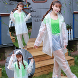 包邮EVA料韩国时尚透明薄款分体雨衣雨裤套装成人户外旅游防水衣