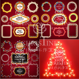 【AI/EPS】圣诞节霓虹灯串logo小灯泡圣诞树创意海报矢量设计素材