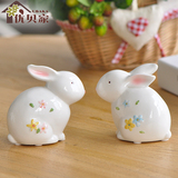 兔子陶瓷摆件家居装饰品 窑变釉精品情侣新婚礼物 欧式创意工艺品