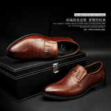 商务男士布洛克鞋隐形平跟正装耐磨男式套脚鞋子尖头加绒低帮鞋