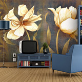 大型壁画壁纸墙纸 影视墙 电视背景 欧式风格复古美式油画 花卉