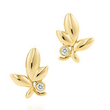 香港正品代购蒂芙尼耳环Tiffany橄榄叶18K金镶钻石黄金耳钉吊坠