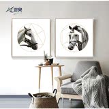 抽象几何黑白马装饰画 客厅沙发背景墙壁挂画 现代简约玄关油画