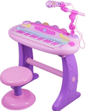 em钢琴款幼儿童电子琴粉色带麦克风26岁小女孩早教音乐玩具