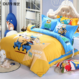 卡通全棉加厚四件套纯棉1.5m床小黄人儿童床上用品被套床单1.8米