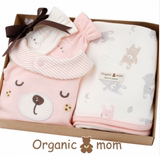 韩国代购organic mom有机棉婴儿礼盒新生儿宝宝用品纯棉套盒礼物