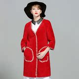 纤衣红人2015新款羊羔毛外套女中长款羊剪绒皮毛一体羊毛皮草大衣