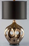 欧式新古典港式风格陶瓷镂空金色装饰台灯样板房别墅卧室床头柜灯