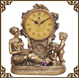 女神时钟仿古欧式座钟创意艺术美式复古客厅台钟表装饰品坐钟