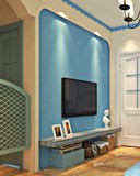 地中海蓝实木一字隔板木板壁挂搁板简约电视柜背景墙上置物书架饰
