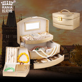 Rania首饰盒 欧式韩国公主自动收纳化妆镜子礼品盒饰品盒带锁