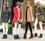 欧美高端品牌2015冬季新品轻薄款纯色修身外贸连帽羽绒棉服女
