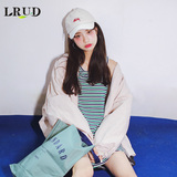 LRUD2016秋季新款韩版宽松BF风棒球服女纯色中长款长袖开衫外套