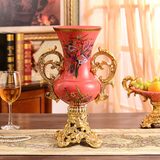 欧式复古树脂花瓶摆件时尚家居装饰工艺品客厅大号花瓶花插摆饰品