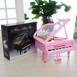 迷你小钢琴音乐盒古典类上链发条八音盒会动的琴键创意生日礼物