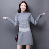 2016春装新款韩版修身大码中长款毛衣女半高领薄款套头针织打底衫