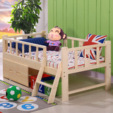 实木侧梯尾楼梯儿童男女小孩单人松木带护栏加高婴幼儿宝宝床家具