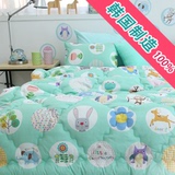 韩国代购床品儿童环保面料ANIMALDOT纯棉40支卡通粉色单人床品