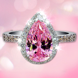 JZ123  2.5克拉梨型公主粉仿真钻石戒指 女宝石饰品锆石水晶包邮