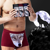 3条男士内裤平角性感青年潮个性动物3D狼头图案夏季卡通裤头四角