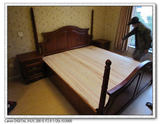欧式立柱床美式田园卧室家具/古典贵族楸木深色全实木双人床婚床