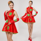 新款民族演出服短裙古典舞服装快板舞女款中国风舞蹈服现代舞台服