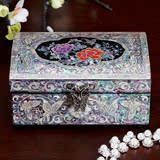 [新款]七公主韩国珠宝饰品盒实木质螺钿漆器首饰盒高档饰品盒复古