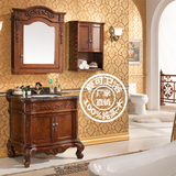 现货仿古欧式美式落地实木橡木组合洗漱台浴室柜带镜柜特价洗面池
