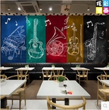 休闲吧茶室音乐餐厅抽象艺术乐器墙纸KTV酒吧主题房壁纸大型壁画