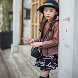 韩版童装2015冬季新款女童夹棉长袖拉链机车款皮衣外套上衣 潮