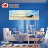 新品地中海沙滩帆船蓝色客厅卧室玄关沙发背景无框电视墙装饰挂画