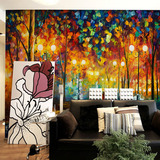 大型无缝壁画欧式水彩油画壁纸客厅沙发卧室影视墙电视背景墙纸
