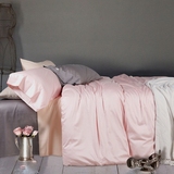 床笠枕套一对纯棉纯色60支S埃及长绒棉贡缎全棉床品素色单件床单