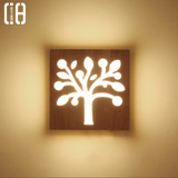 创意实木壁灯简约客厅过道玄关装饰灯卧室木质床头LED灯 日式灯具