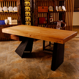 美式铁艺工业家具设计实木书桌原木老板桌办公桌实木电脑桌工作台