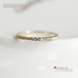 艾尚K金韩国进口正品镶嵌刻纹细款纯14k戒指黄金女士玫瑰金指环
