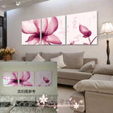 5无框画挂画现代简约客厅卧室装饰画三联画 抽象透明花粉色桃花