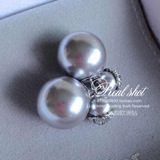 海外代购 Dior迪奥 银灰色蕾丝圆珠款大小珍珠两用 耳钉