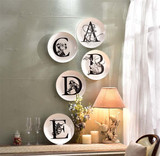 新款墙式个性陶瓷装饰盘包邮动物字母挂盘画框墙挂圆形瓷盘带挂钩