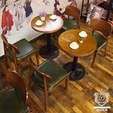 西餐厅咖啡厅桌椅 茶餐厅餐桌甜品店奶茶店实木桌椅组合 简约现代