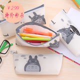 韩国文具 可爱创意龙猫笔袋 大容量男女学生笔盒果胶文具盒