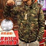 香港代购时尚潮牌男士冬季外套韩版短款青少年迷彩羽绒服情侣外套