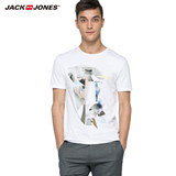 JackJones杰克琼斯夏季男装纯棉修身几何印花短袖T恤E|216201009