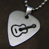 钛钢金属吉他拨片项链 小吉他 民谣吉他 生日礼物 饰品 吊坠