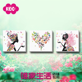 正品KEC十字绣R352花蝶仙子最新款卧室人物精准彩印花中格三联画