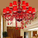 欧式宜家水晶吊灯客厅餐厅红色婚庆水晶蜡烛吊灯卧室玄关彩色灯具