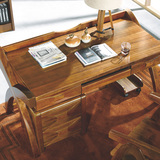 全实木书桌现代简约中式电脑台写字桌书房办公桌胡桃木家具1.5米